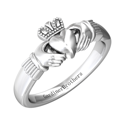 Claddagh Ring - 8mm Gardiner Brothers Platinum Medium Weight