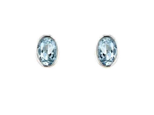 Oval Shaped Aquamarine Earrings