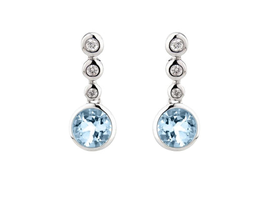 Aquamarine and Diamond Drop Earrings