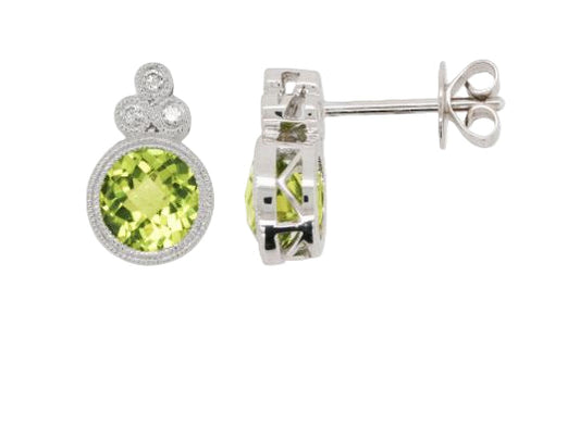 Peridot and Diamond Vintage Style Earrings  Gardiner Brothers   