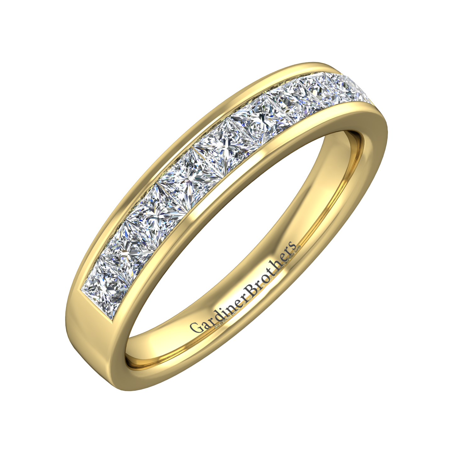 Princess Cut 9 Stone Diamond Wedding Band  gardiner-brothers 0.12cts 18ct Yellow Gold 