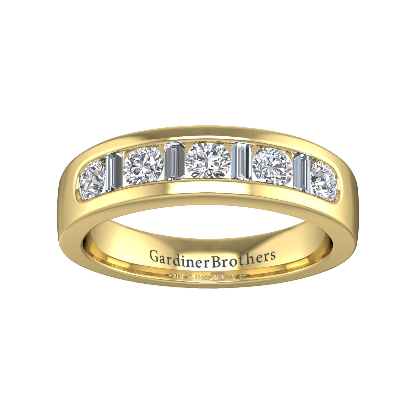 Round Brilliant and Baguette Cut 9 Stone Diamond Wedding Band gardiner-brothers