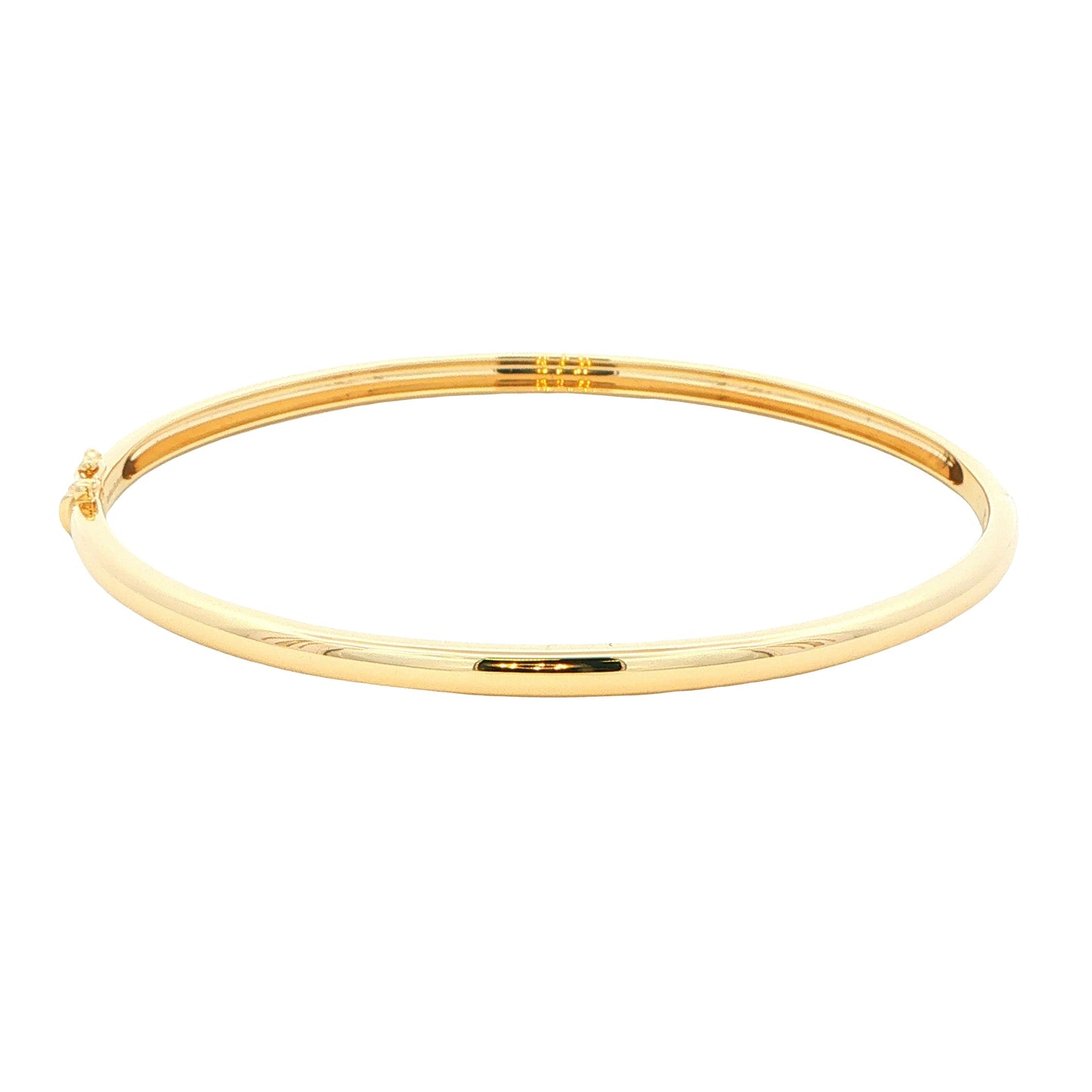 Yellow Gold 3mm Solid 'D Shape' medium weight profile bangle Gardiner Brothers
