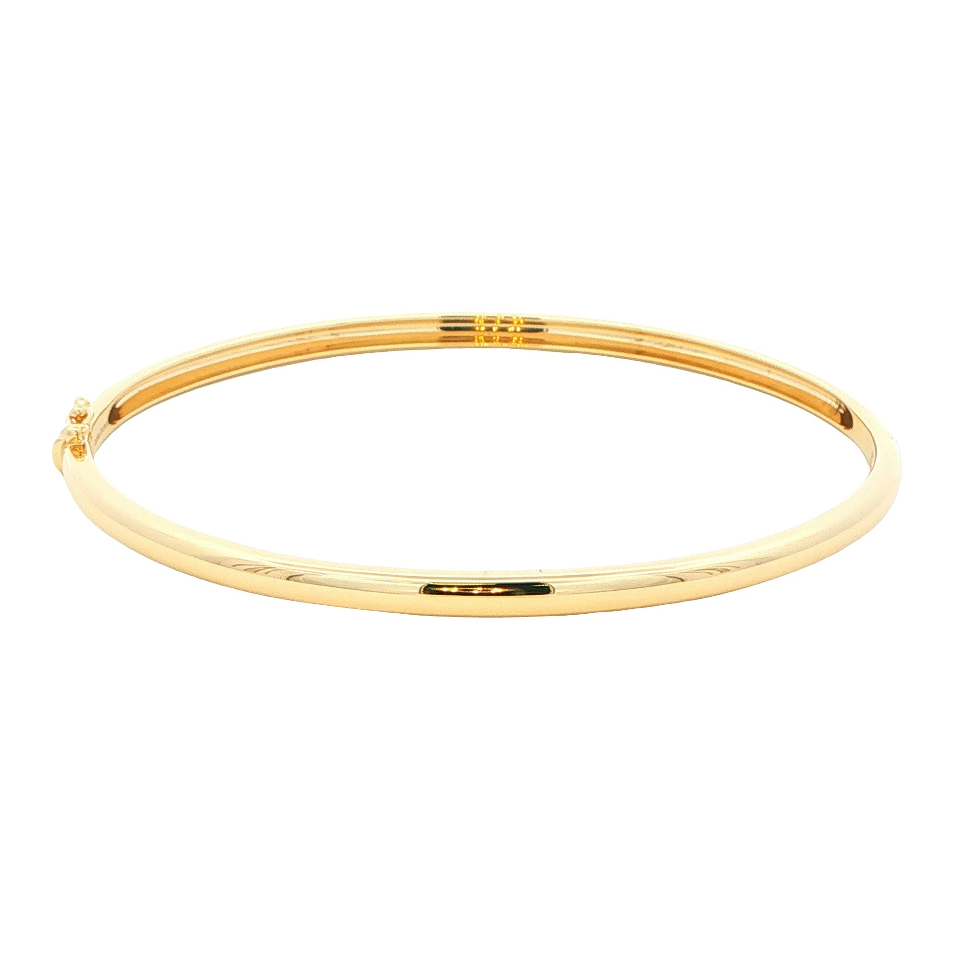 Yellow Gold 3mm Solid 'D Shape' medium weight profile bangle Gardiner Brothers