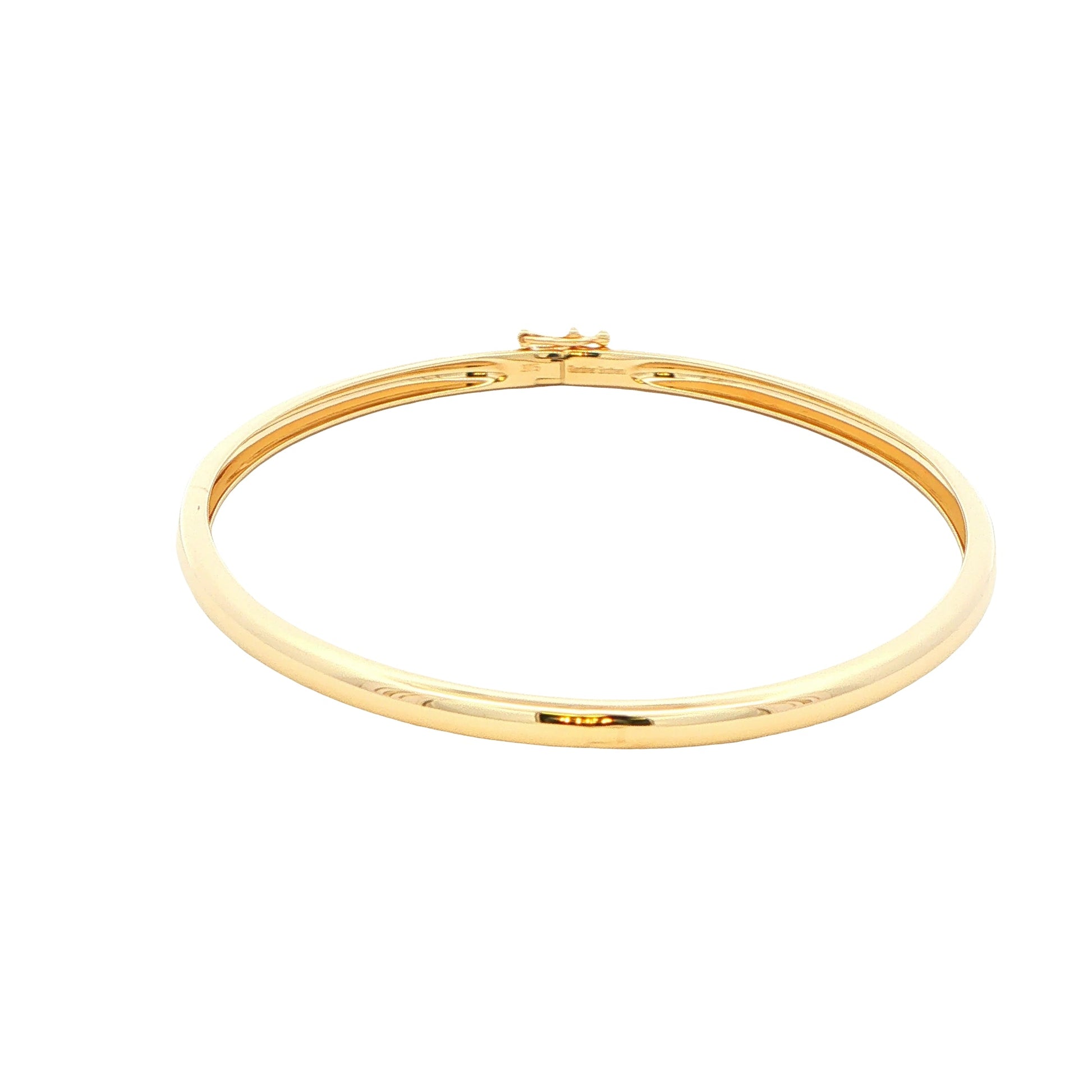 Yellow Gold 3mm Solid 'D Shape' medium weight profile bangle Gardiner Brothers