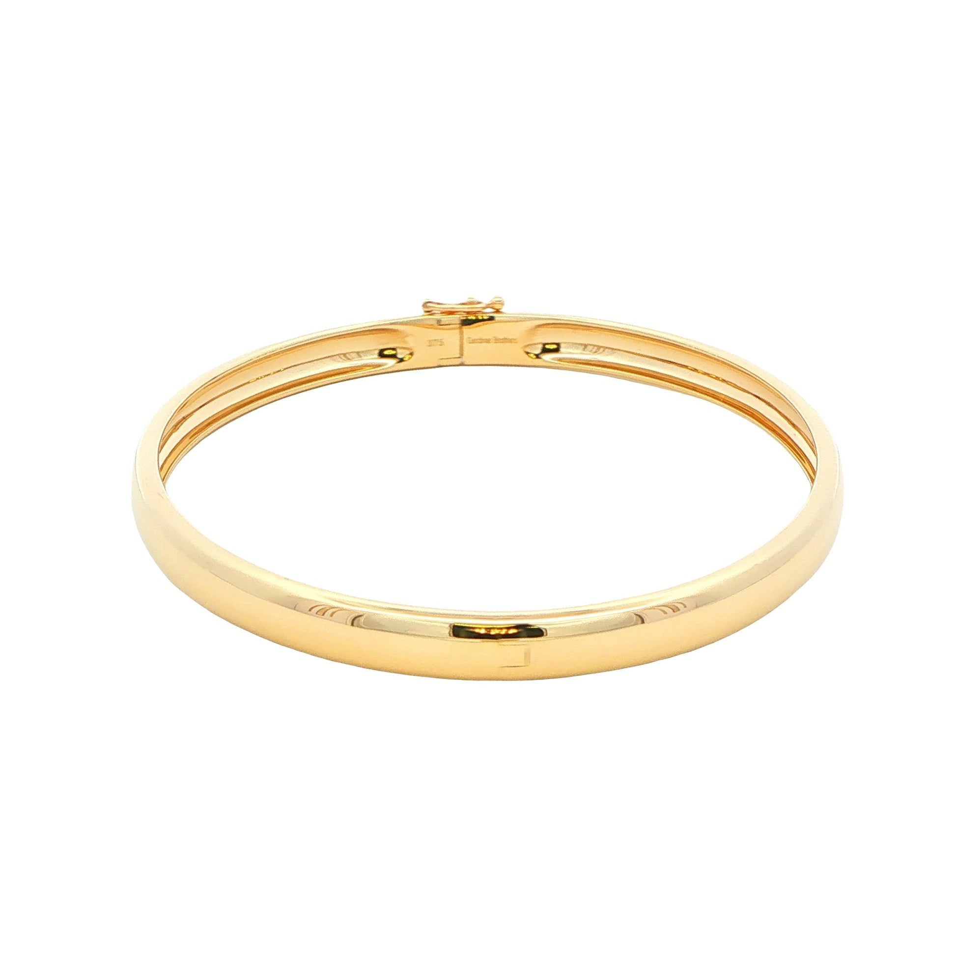 Yellow Gold 6mm Solid 'D Shape' medium weight profile bangle Gardiner Brothers