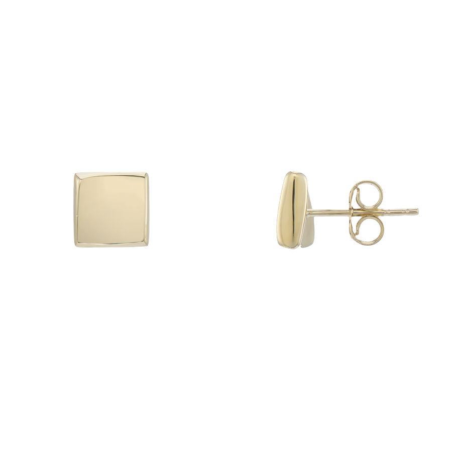 Yellow Gold Concave Square Shape Stud Earrings Gardiner Brothers