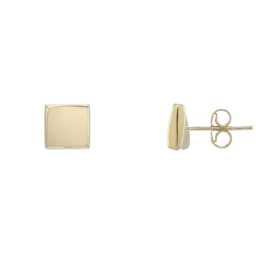 Yellow Gold Concave Square Shape Stud Earrings Gardiner Brothers