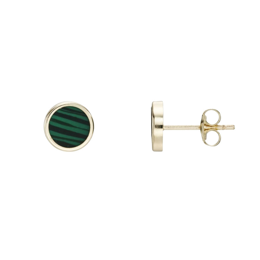 Yellow Gold Malachite Stud Earrings Gardiner Brothers