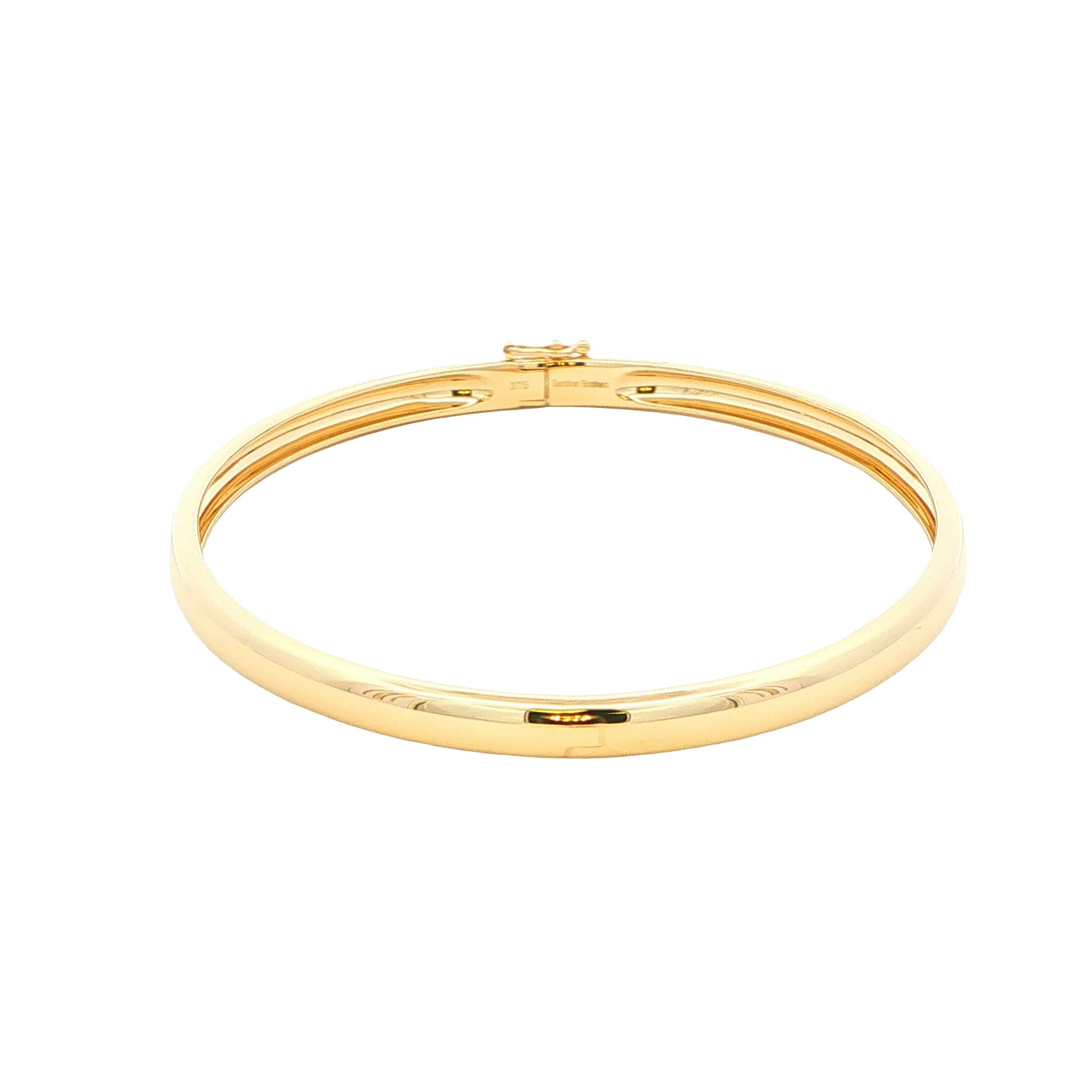 Yellow Gold 4mm Solid 'D Shape' medium weight profile bangle Gardiner Brothers