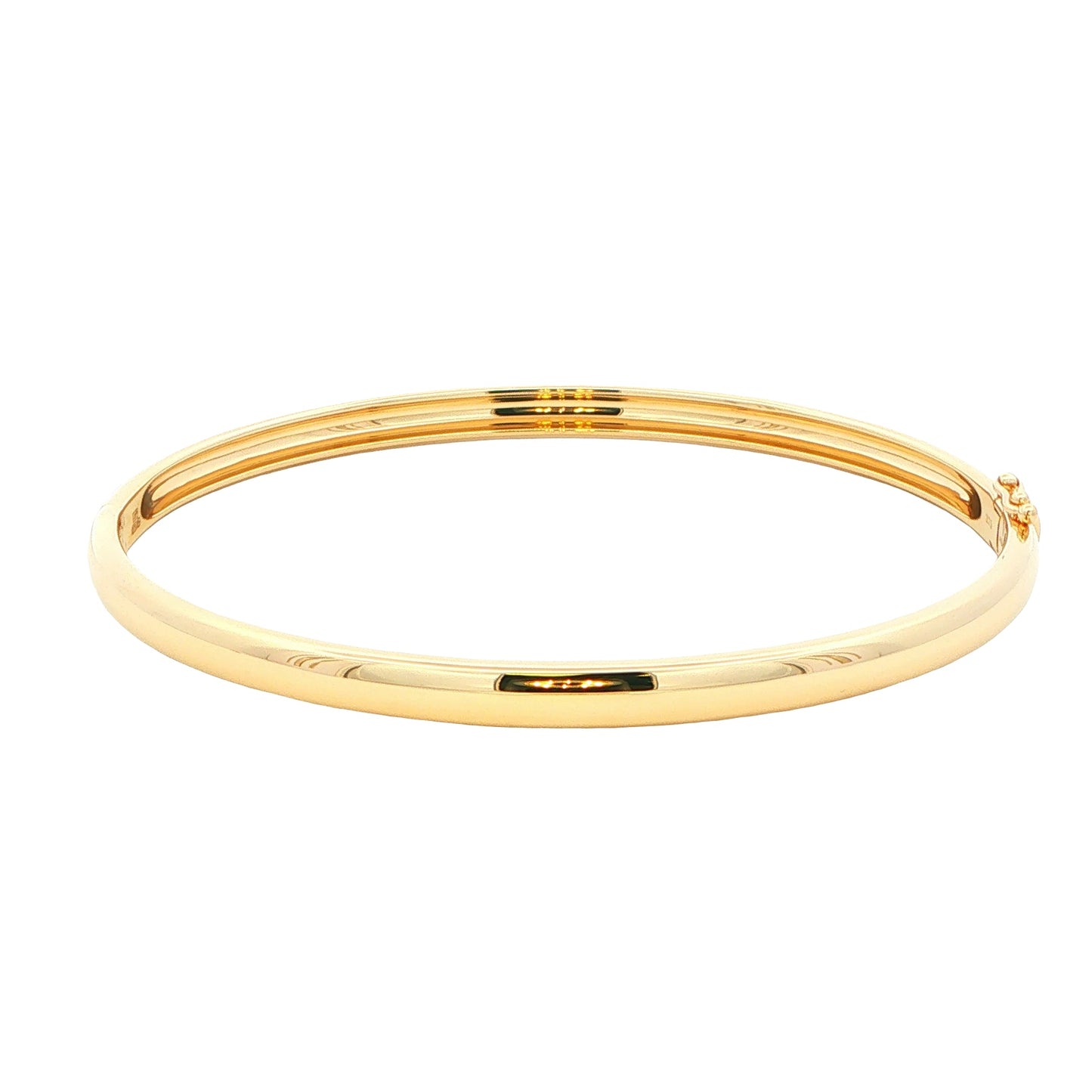 Yellow Gold 4mm Solid 'D Shape' medium weight profile bangle Gardiner Brothers