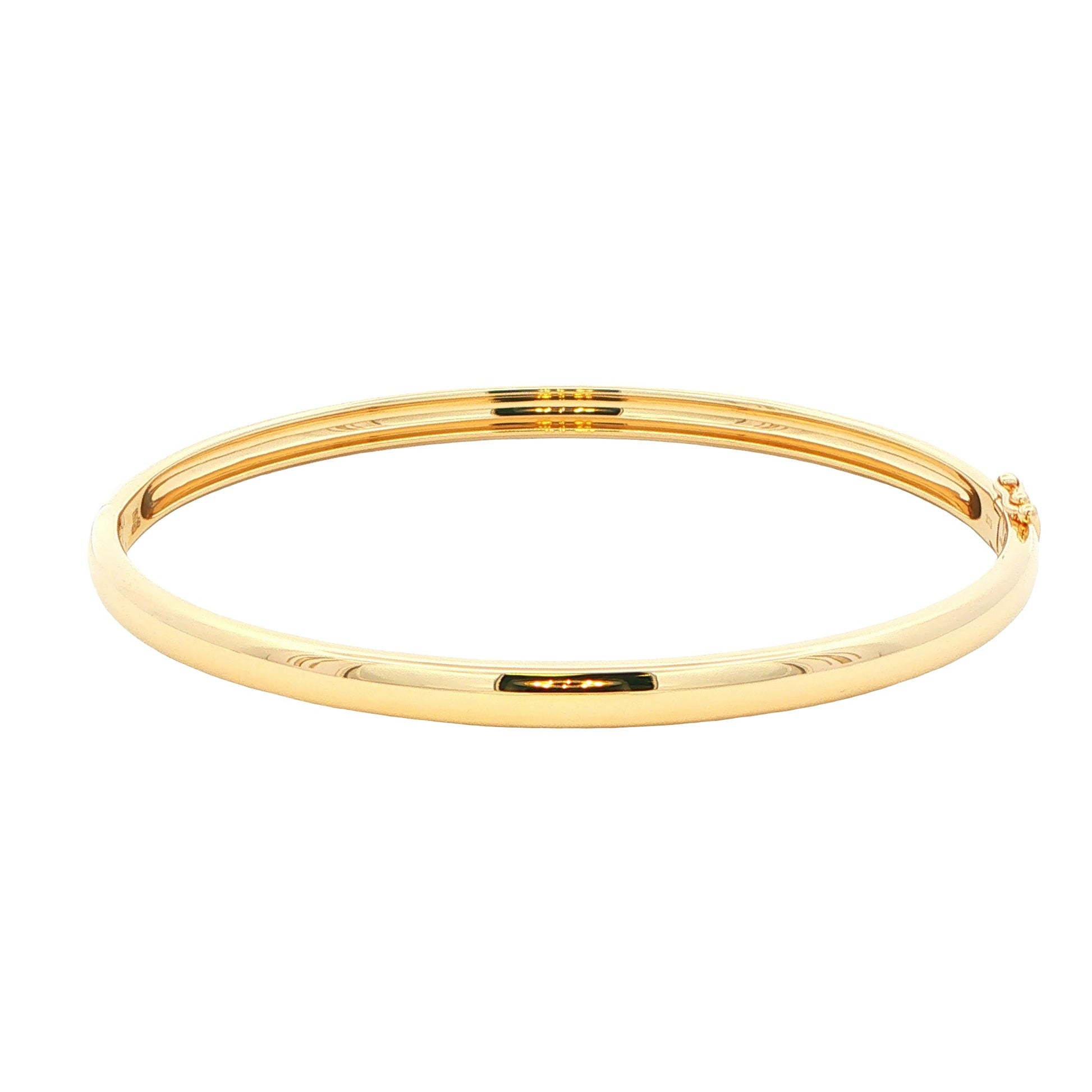 Yellow Gold 4mm Solid 'D Shape' medium weight profile bangle Gardiner Brothers