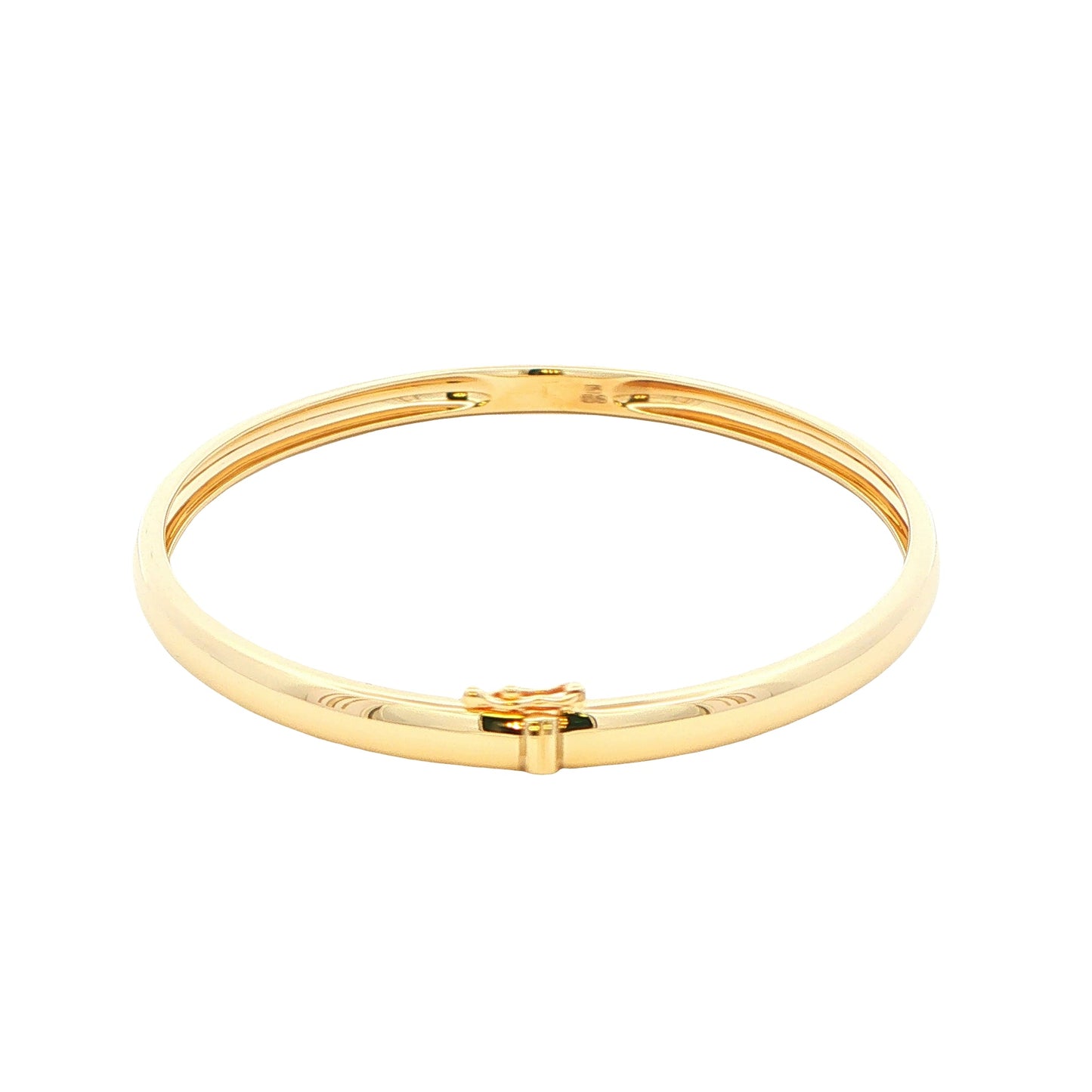 Yellow Gold 4mm Solid 'D Shape' medium weight profile bangle Gardiner Brothers