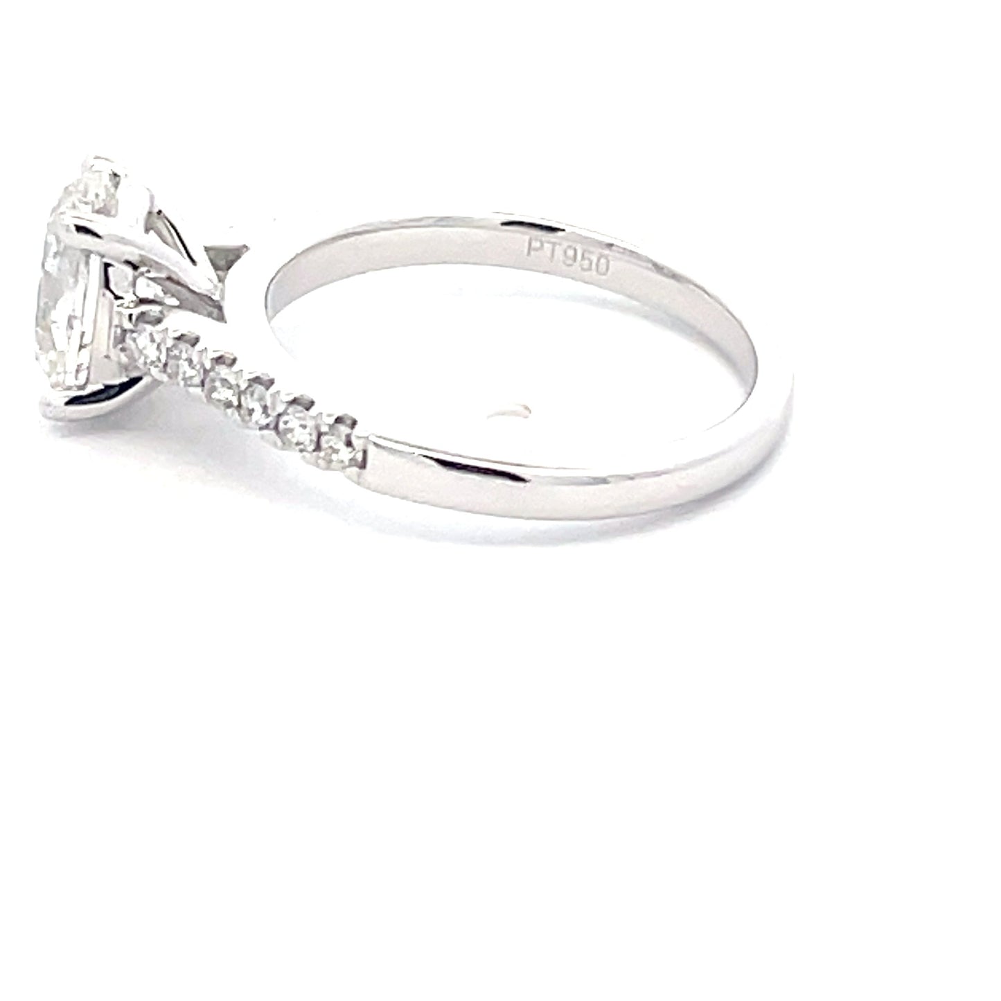 Platinum Oval Shaped Diamond Solitaire ring with diamond set shoulders - 1.76cts Gardiner Brothers