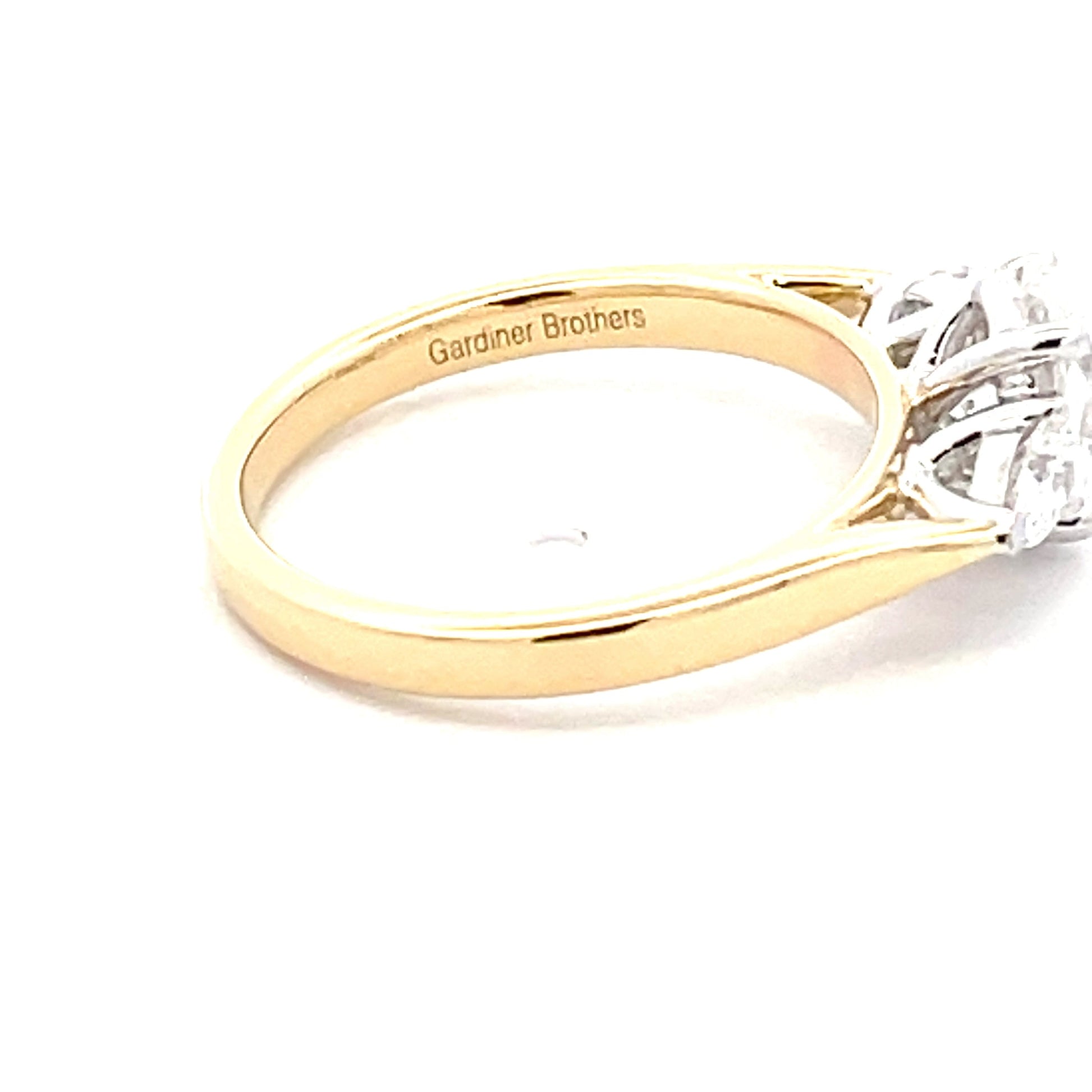 Yellow Gold Oval and pear shaped diamond 3 stone ring - 1.30cts Gardiner Brothers