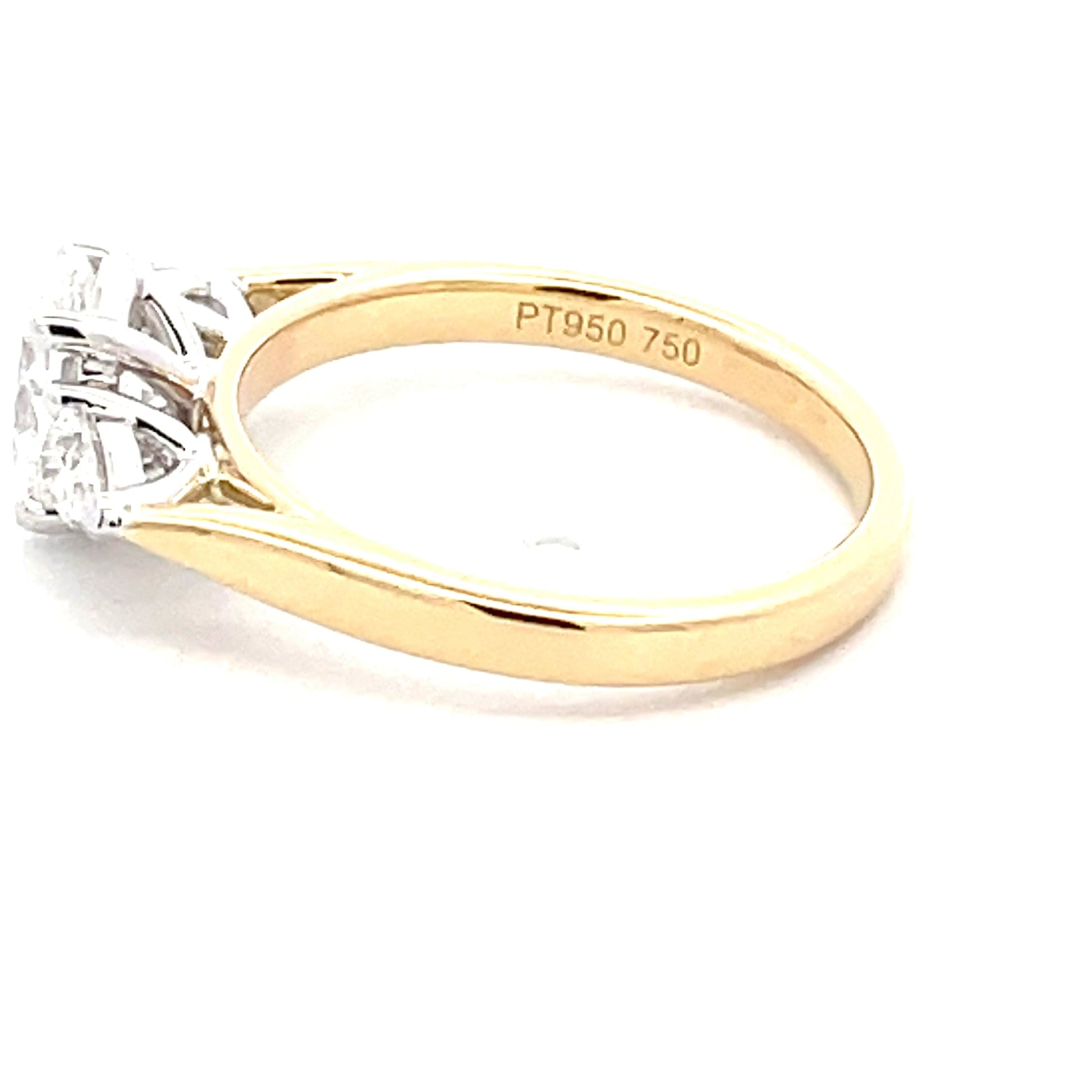 Yellow Gold Oval and pear shaped diamond 3 stone ring - 1.30cts Gardiner Brothers