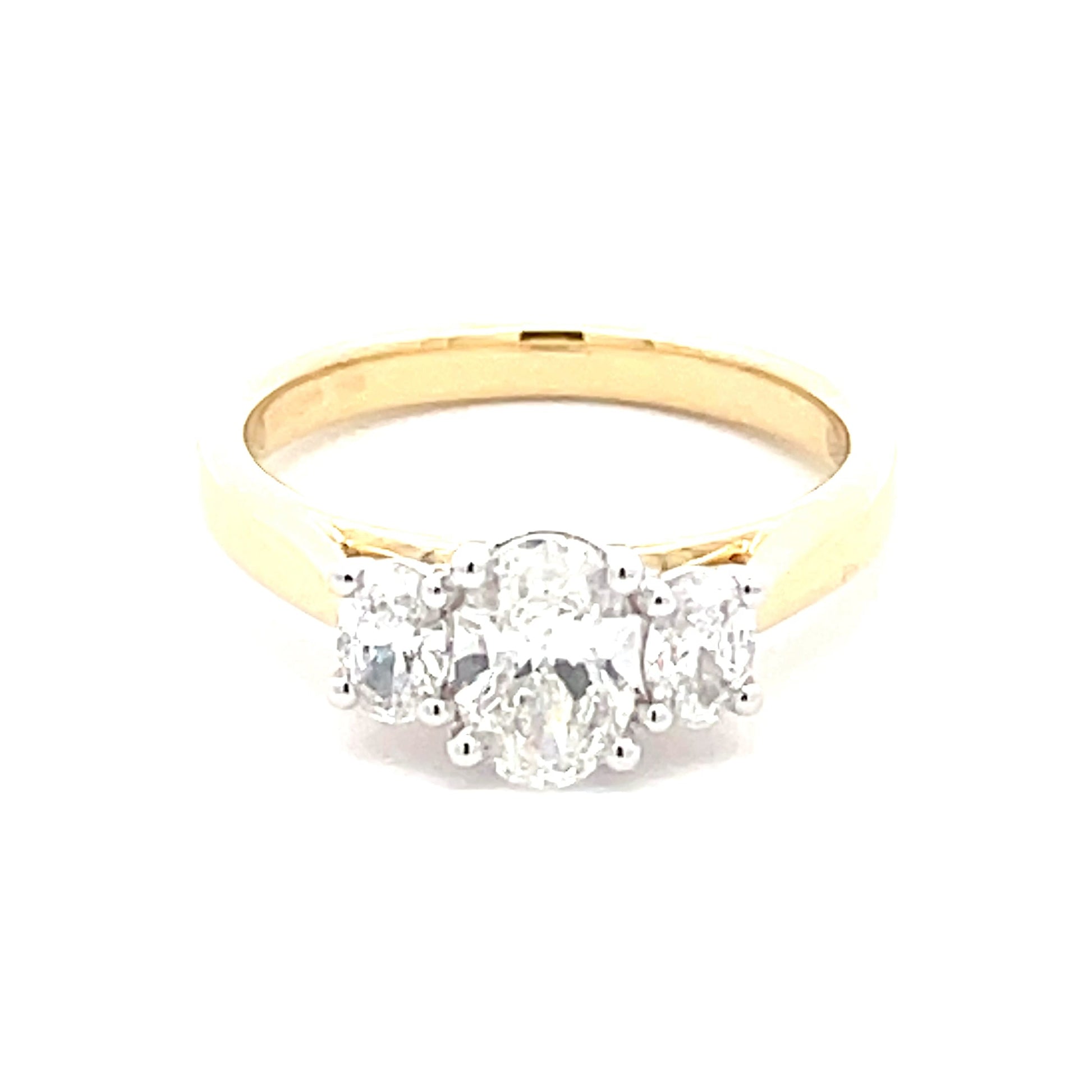 Yellow Gold Oval Shaped Diamond 3 Stone Ring - 1.06cts Gardiner Brothers