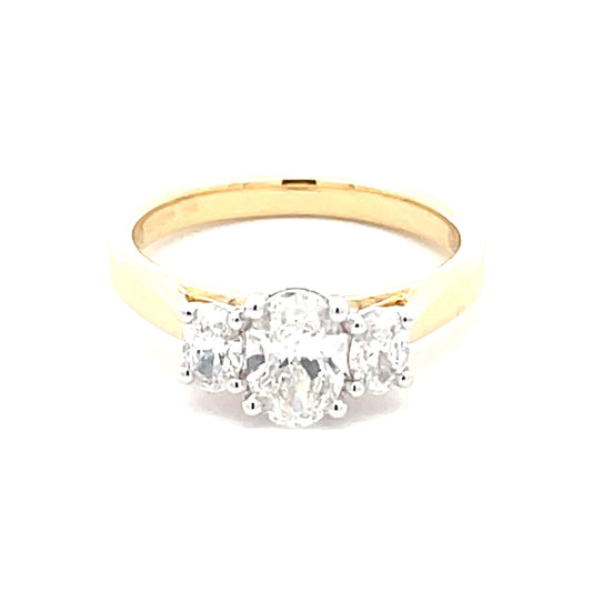 Yellow Gold Oval Shaped Diamond 3 Stone Ring - 1.06cts Gardiner Brothers