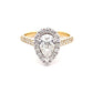 Yellow Gold Pear Shape Diamond Halo Cluster Style Ring - 1.53cts Gardiner Brothers