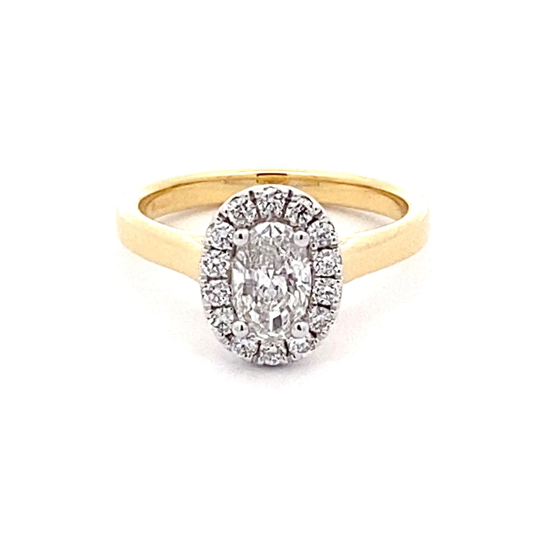Yellow Gold Oval Shaped Diamond Halo Style Ring - 1.00cts Gardiner Brothers