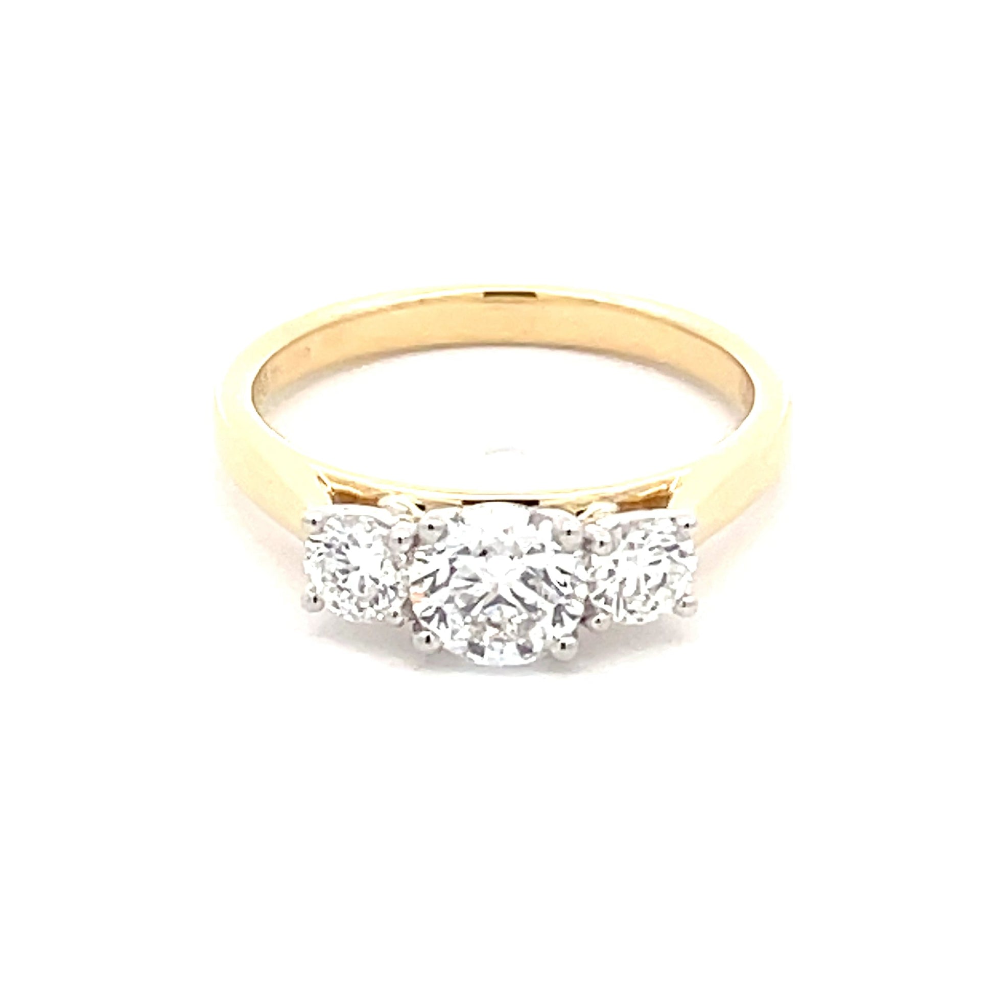 Yellow Gold Round brilliant cut diamond 3 stone ring - 1.15cts Gardiner Brothers