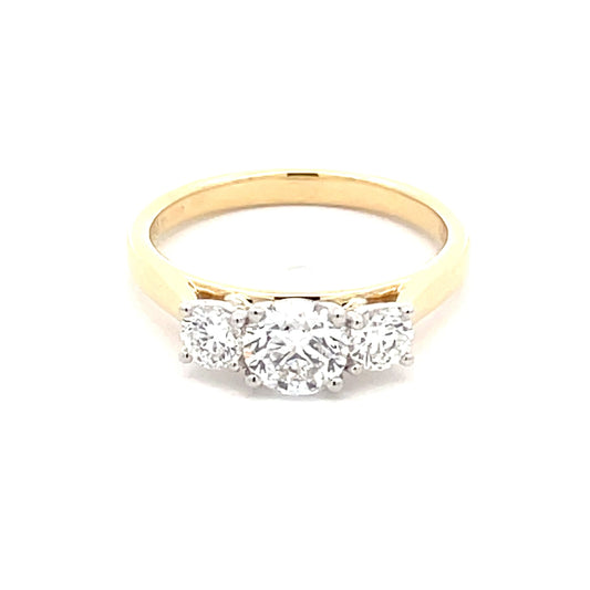 Yellow Gold Round brilliant cut diamond 3 stone ring - 1.15cts Gardiner Brothers