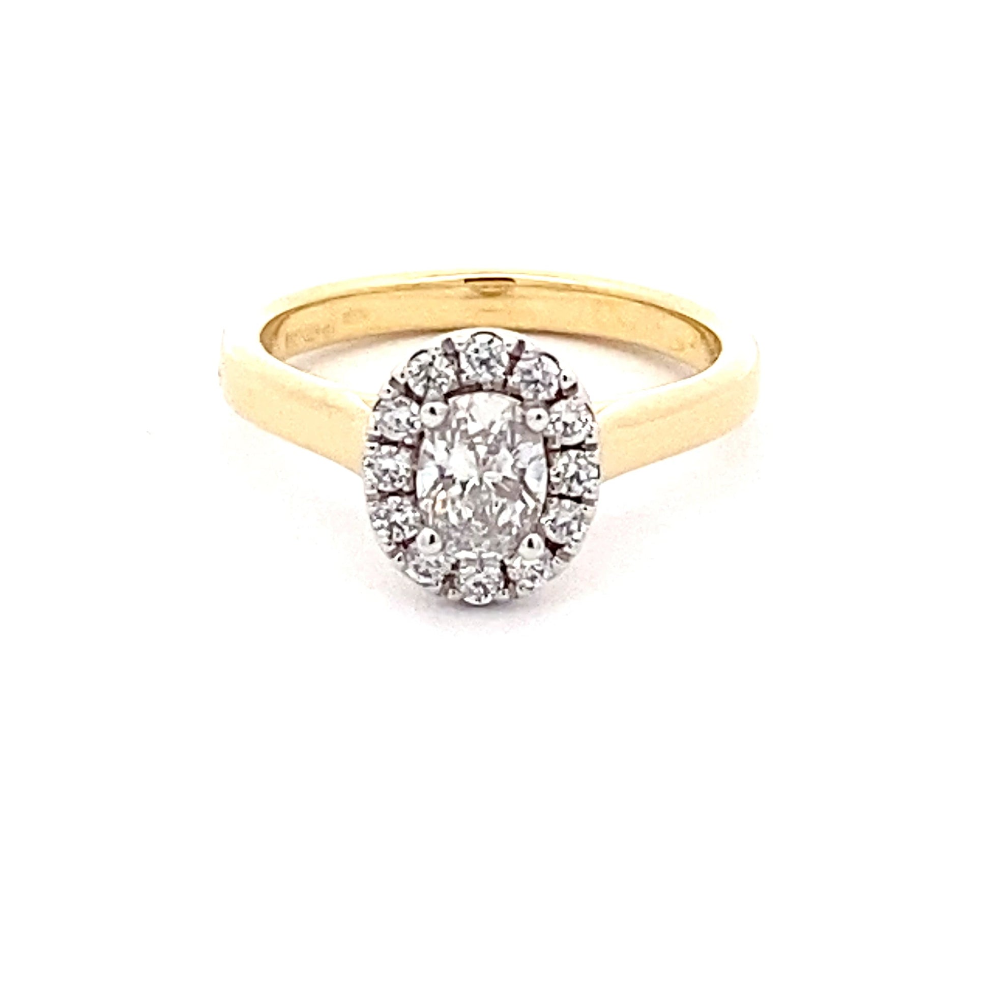 Yellow Gold Oval Shaped Diamond Halo Style Ring - 0.75cts Gardiner Brothers