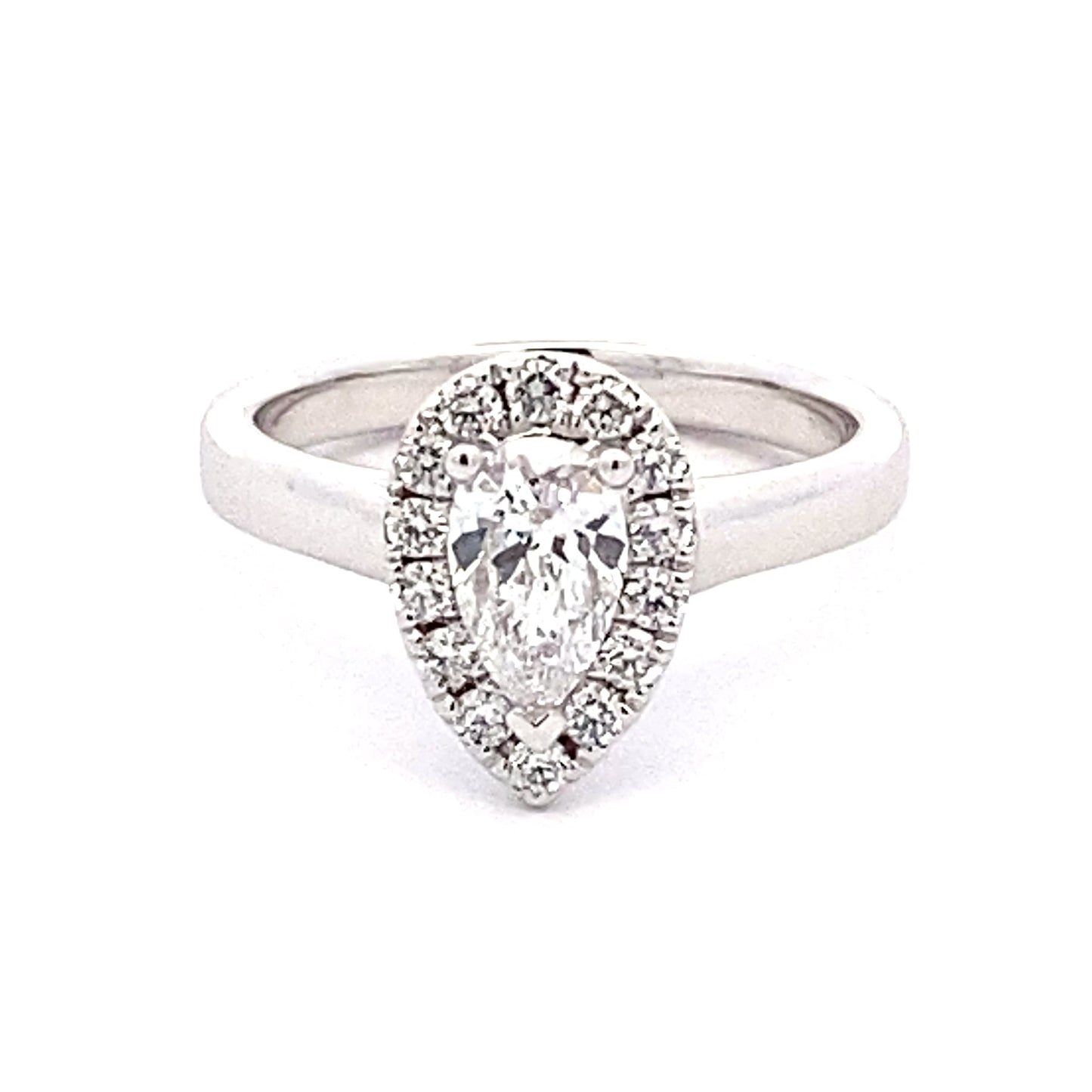 Platinum Pear Shaped Diamond Halo Style Ring - 0.88cts Gardiner Brothers
