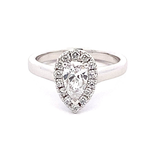 Platinum Pear Shaped Diamond Halo Style Ring - 0.88cts Gardiner Brothers