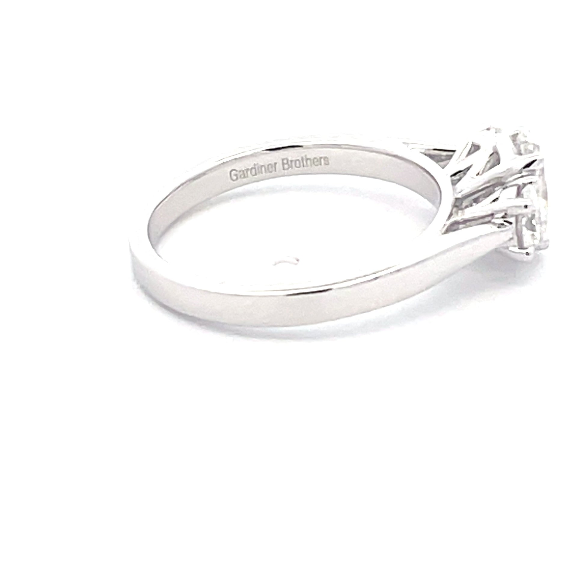Platinum Oval Shaped Diamond 3 Stone Ring - 1.10cts Gardiner Brothers