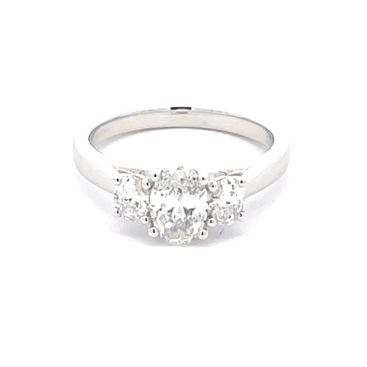 Platinum Oval Shaped Diamond 3 Stone Ring - 1.10cts Gardiner Brothers