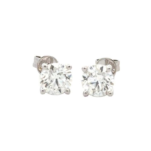 Round brilliant cut diamond solitaire earrings - 2.00cts  Gardiner Brothers   
