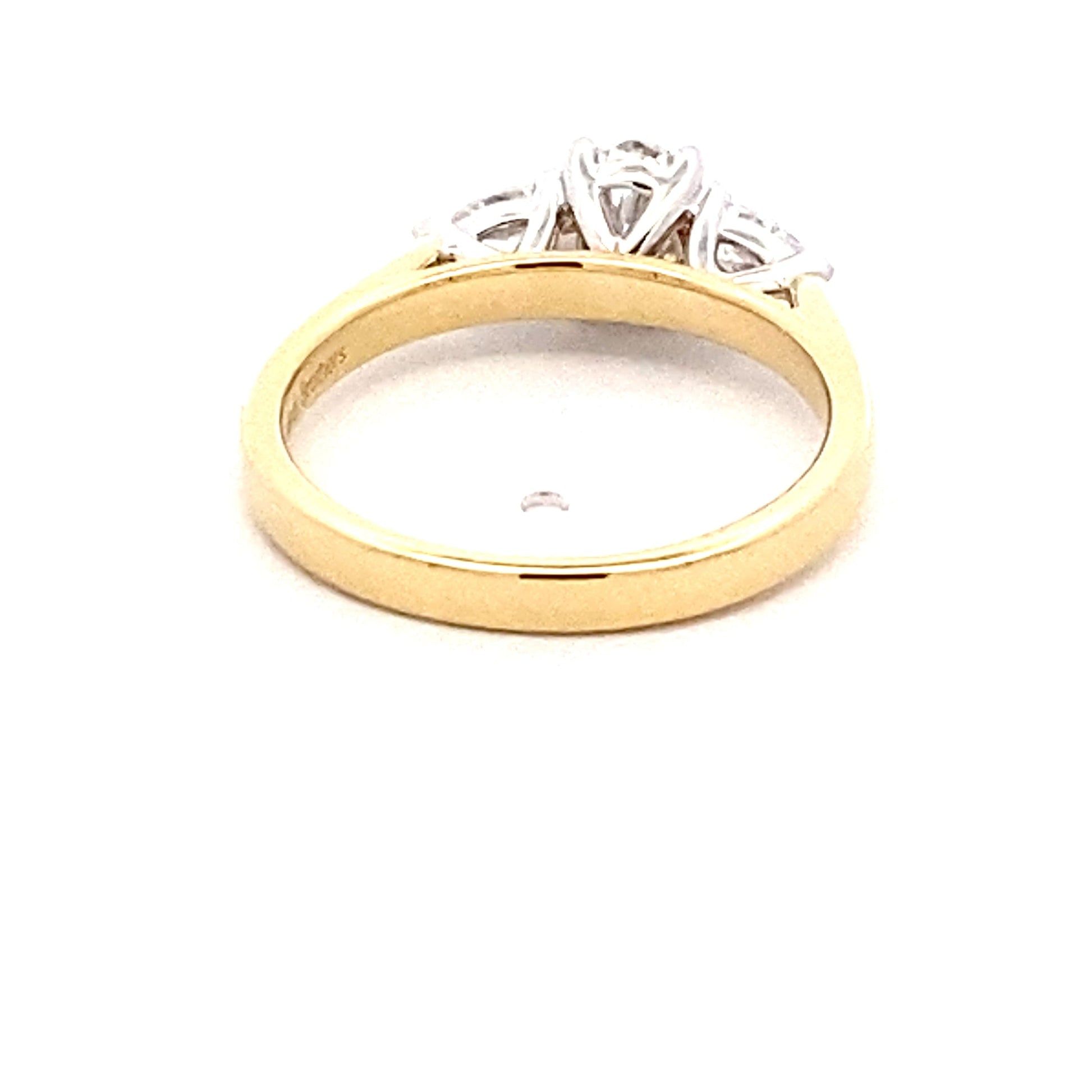 Yellow Gold Oval and Pear Shaped Diamond 3 Stone Ring - 0.81cts Gardiner Brothers