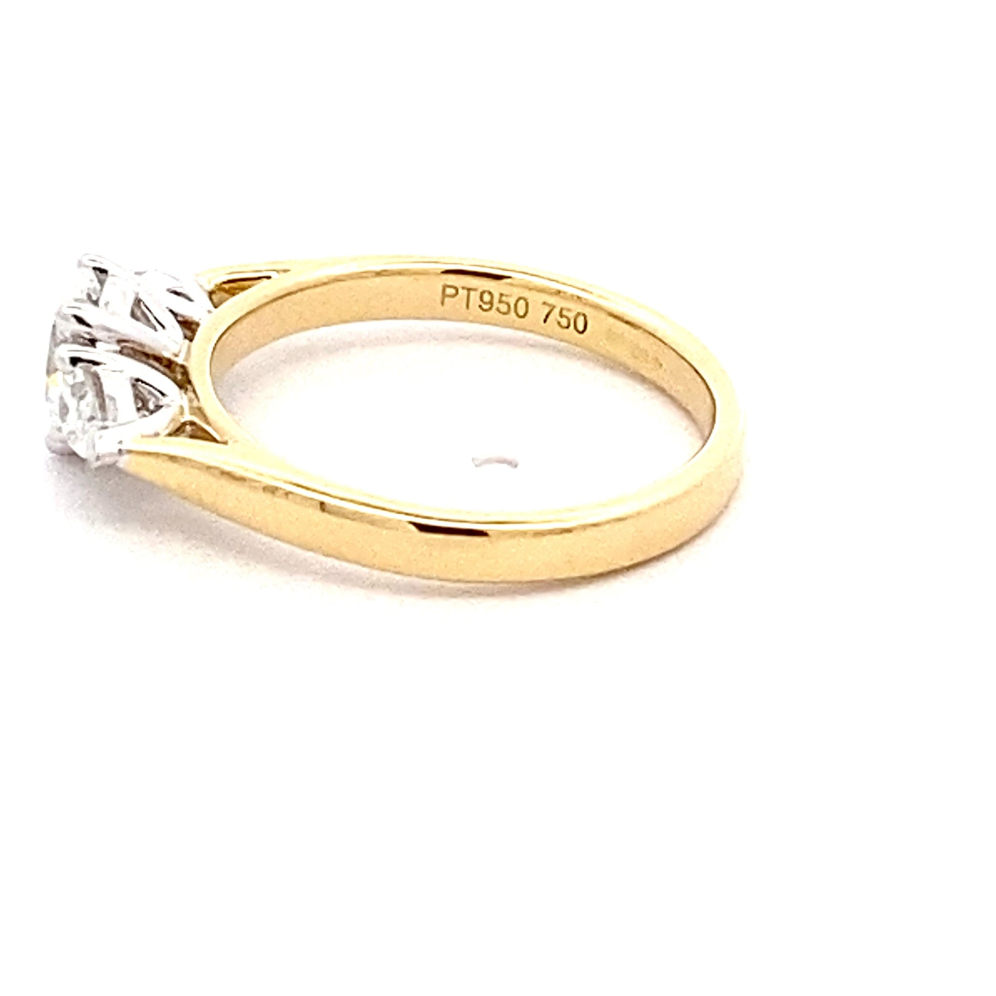 Yellow Gold Oval and Pear Shaped Diamond 3 Stone Ring - 0.81cts Gardiner Brothers
