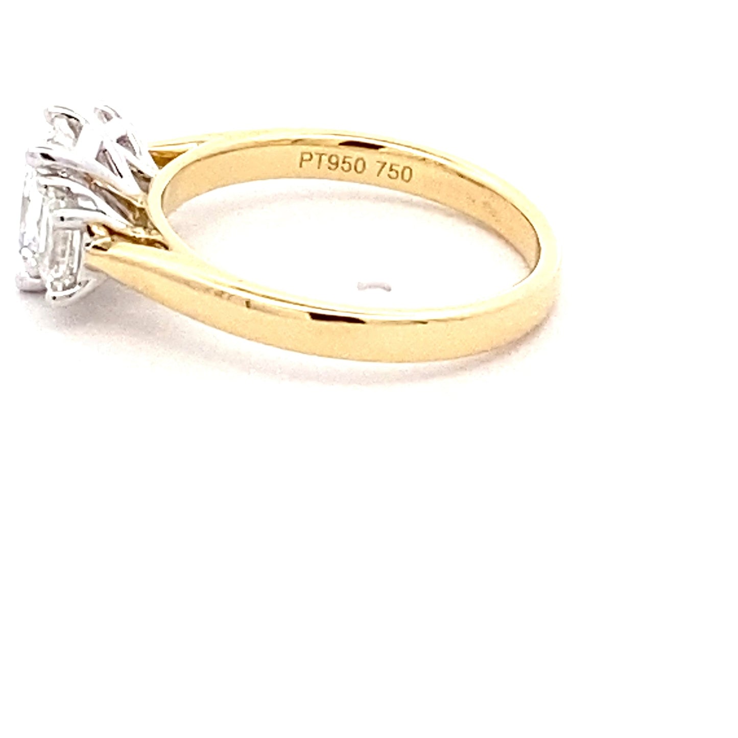 Yellow Gold Radiant and emerald cut diamond 3 stone ring - 1.61cts Gardiner Brothers