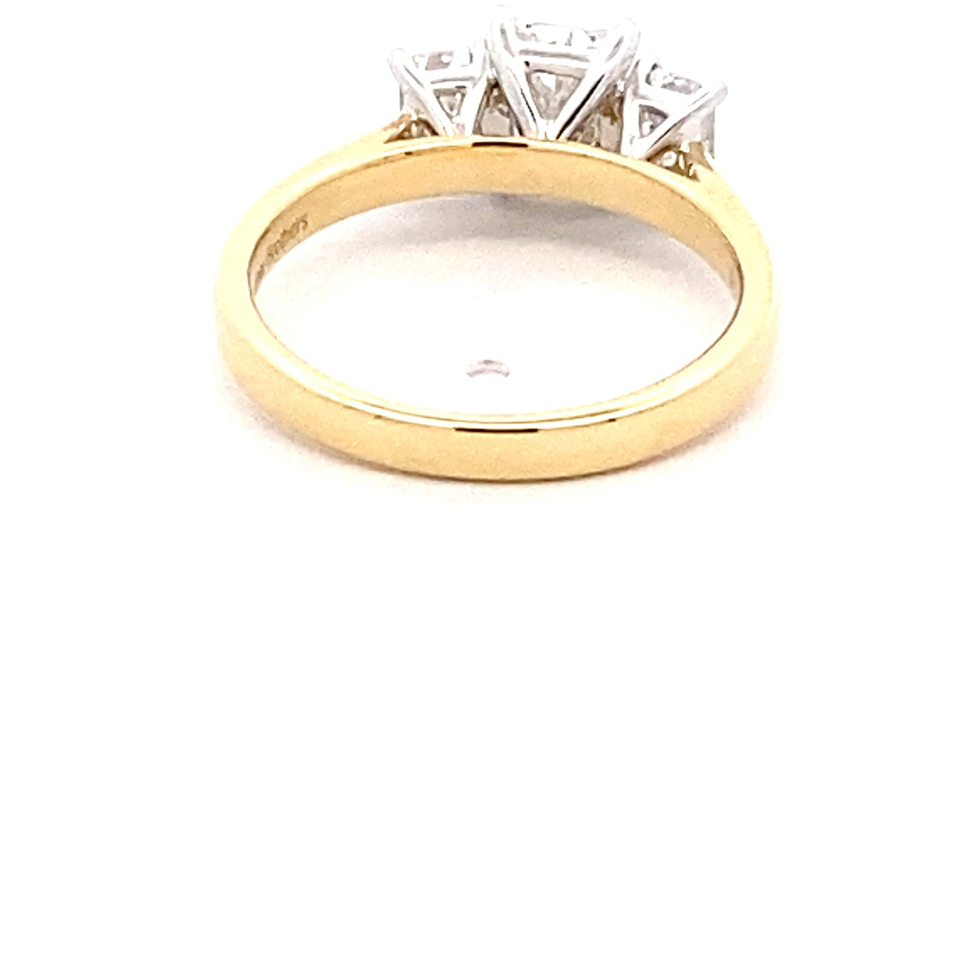 Yellow Gold Radiant and emerald cut diamond 3 stone ring - 1.61cts Gardiner Brothers