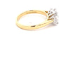 Yellow Gold Radiant and emerald cut diamond 3 stone ring - 1.61cts Gardiner Brothers