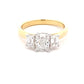 Yellow Gold Radiant and emerald cut diamond 3 stone ring - 1.61cts Gardiner Brothers