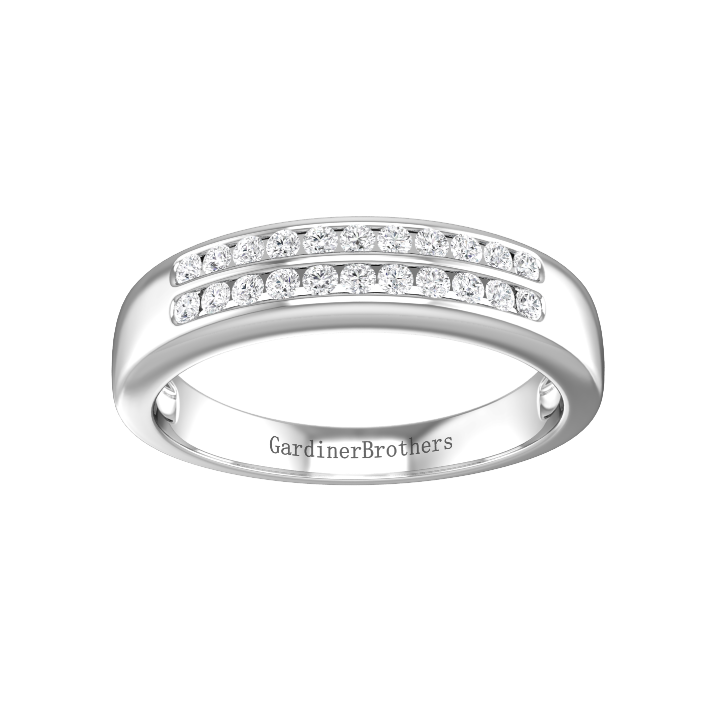 Round Brilliant Cut, Double Row Diamond Wedding Band  gardiner-brothers   