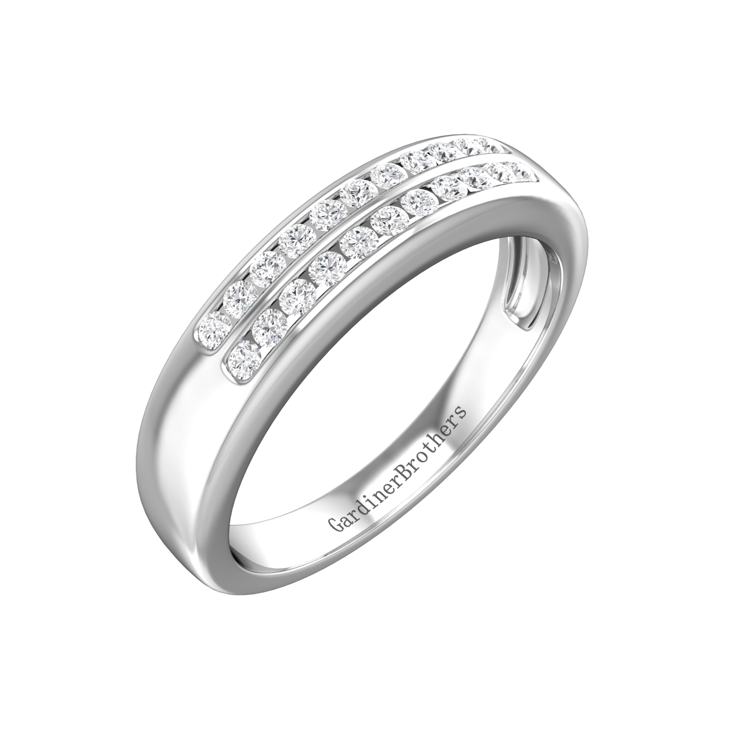 Round Brilliant Cut, Double Row Diamond Wedding Band gardiner-brothers 0.20cts Platinum