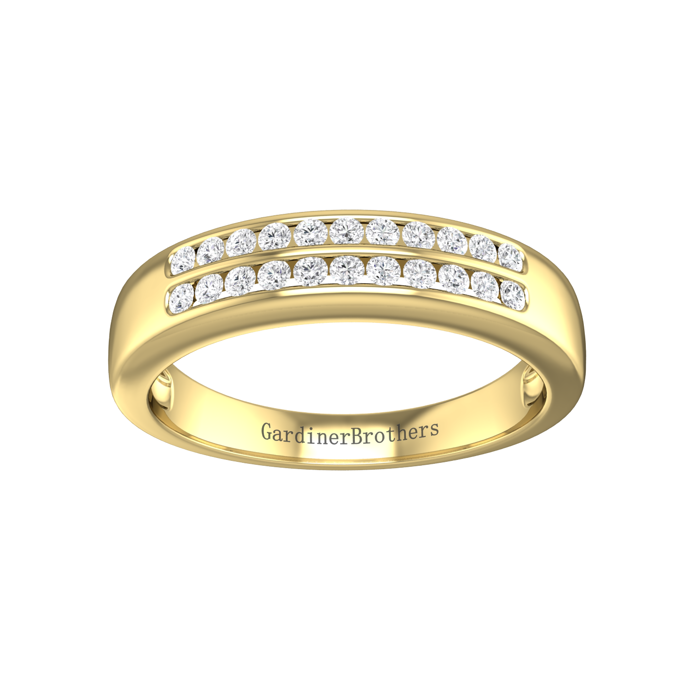 Round Brilliant Cut, Double Row Diamond Wedding Band  gardiner-brothers   