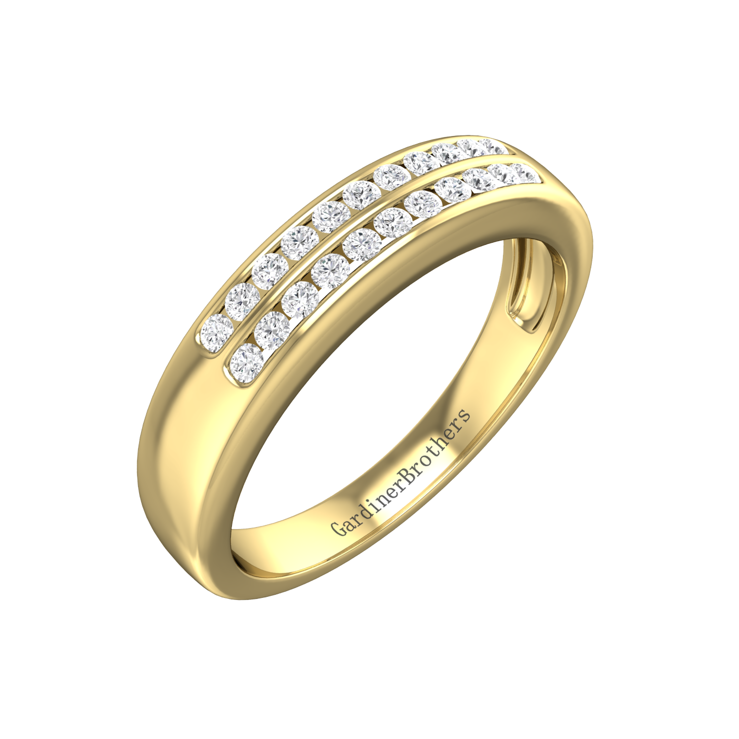 Round Brilliant Cut, Double Row Diamond Wedding Band gardiner-brothers 0.20cts 18ct Yellow Gold