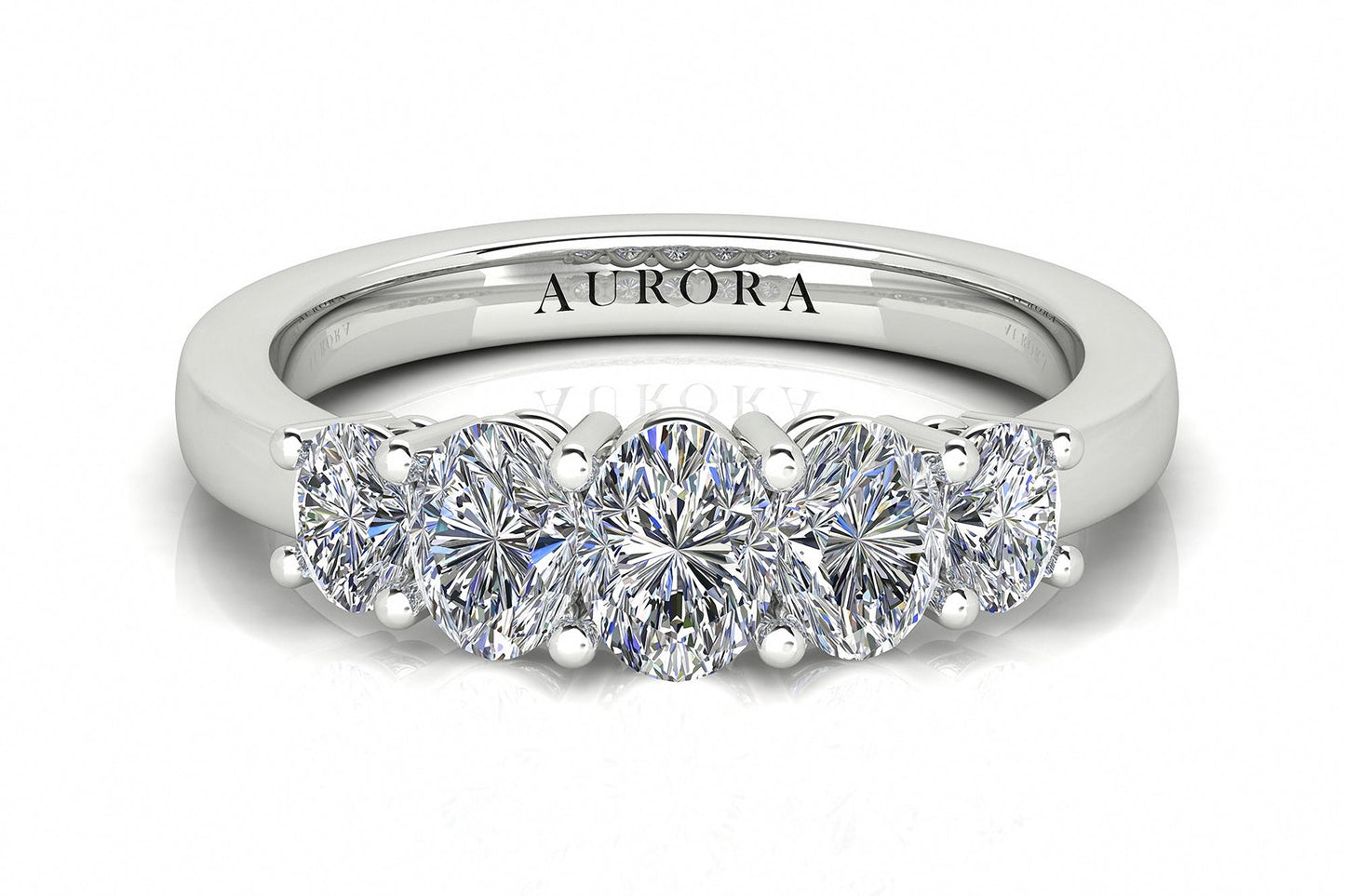 Oval Shape Aurora Diamond 5 Stone Graduated Eternity Ring  Gardiner Brothers