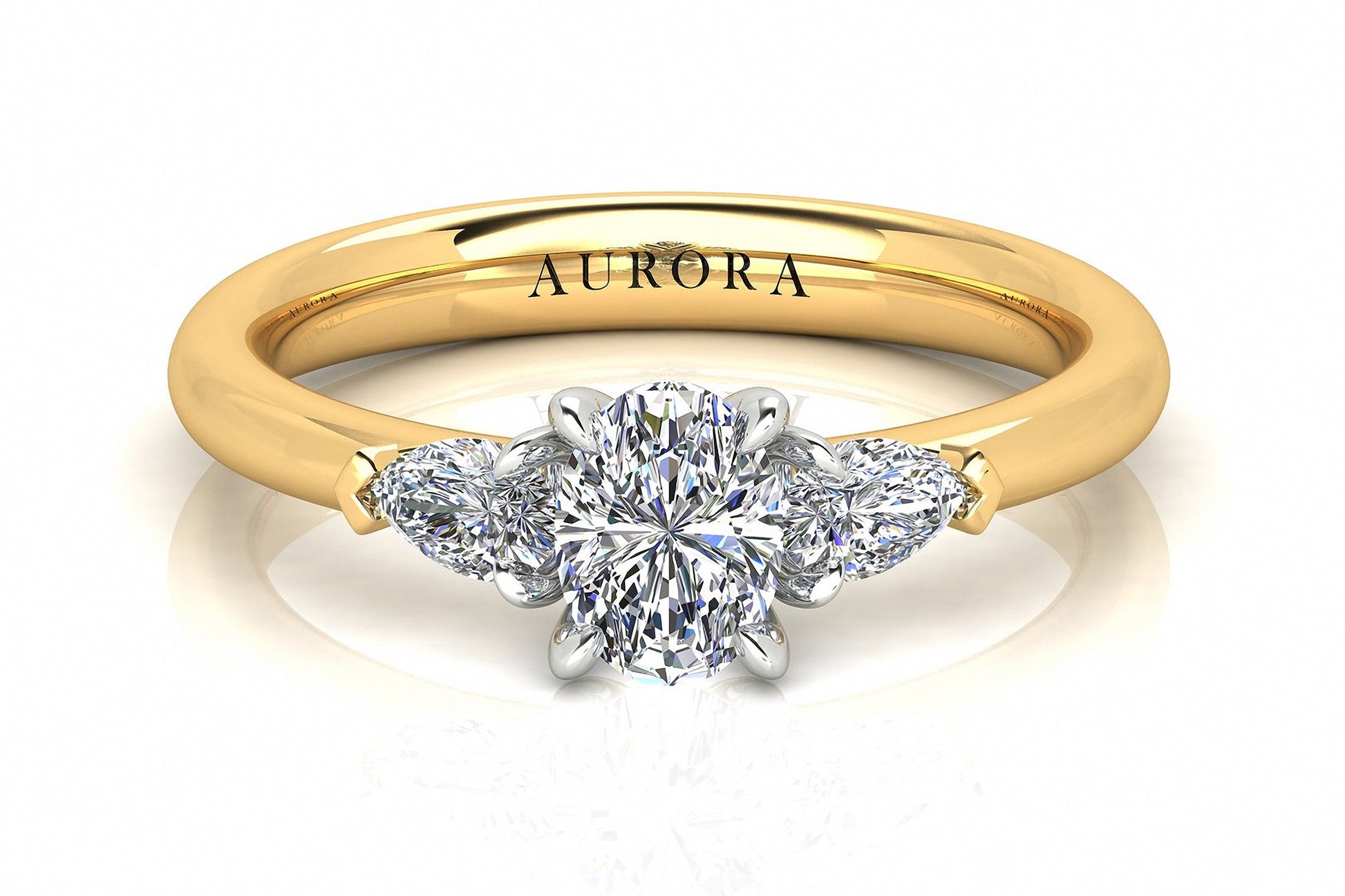 Oval And Pear Shape Aurora Diamond 3 Stone Ring  Gardiner Brothers