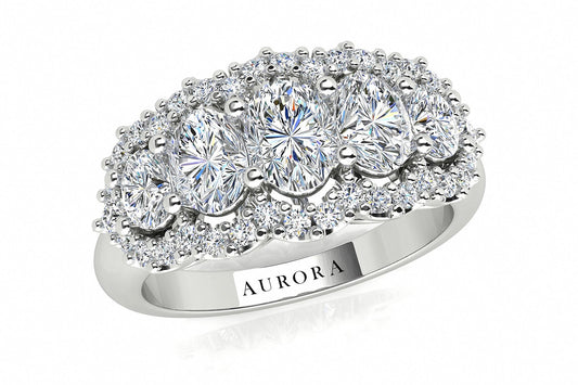 Oval Shape Aurora Diamond 5 Stone Halo Ring  Gardiner Brothers