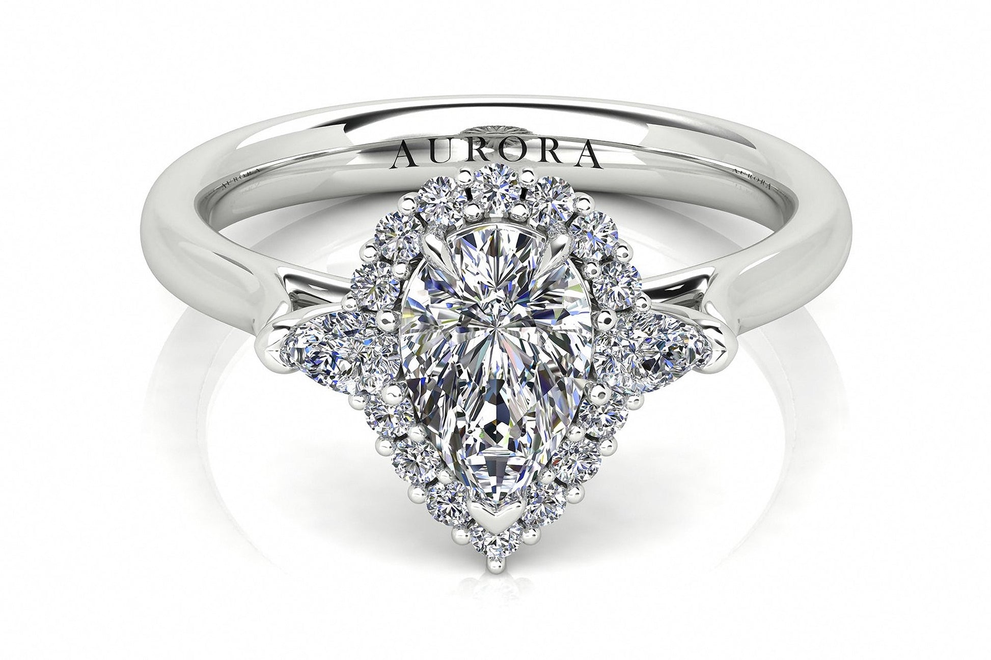 Pear Shape Aurora Diamond Halo Style Ring  Gardiner Brothers