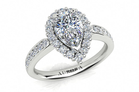 Pear Shape Aurora Diamond Halo Ring  Gardiner Brothers