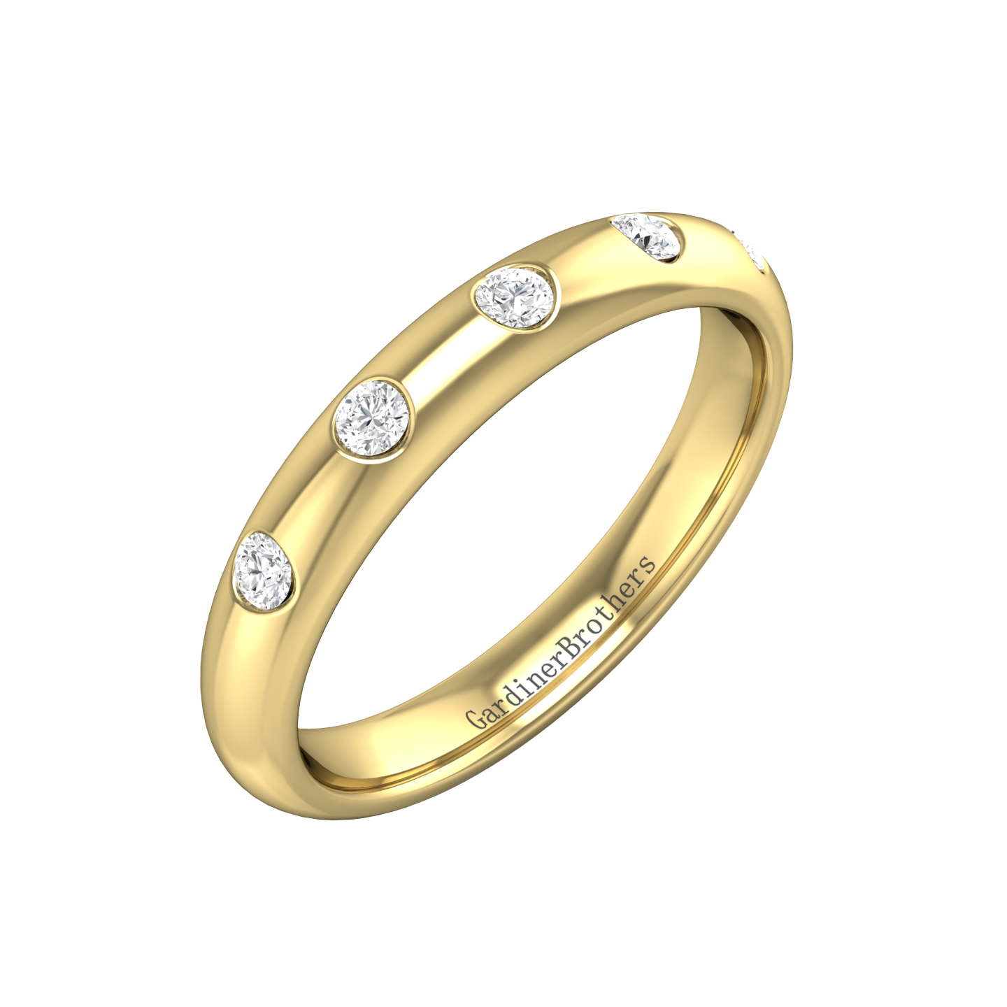 Round Brilliant Cut Diamond Wedding Band  gardiner-brothers 0.15cts 18ct Yellow Gold 