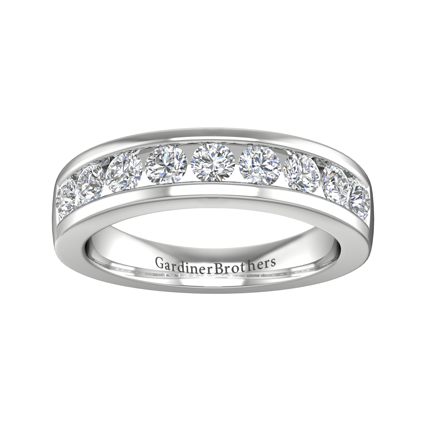 Round Brilliant Cut 9 Stone Diamond Set Wedding Band  gardiner-brothers   