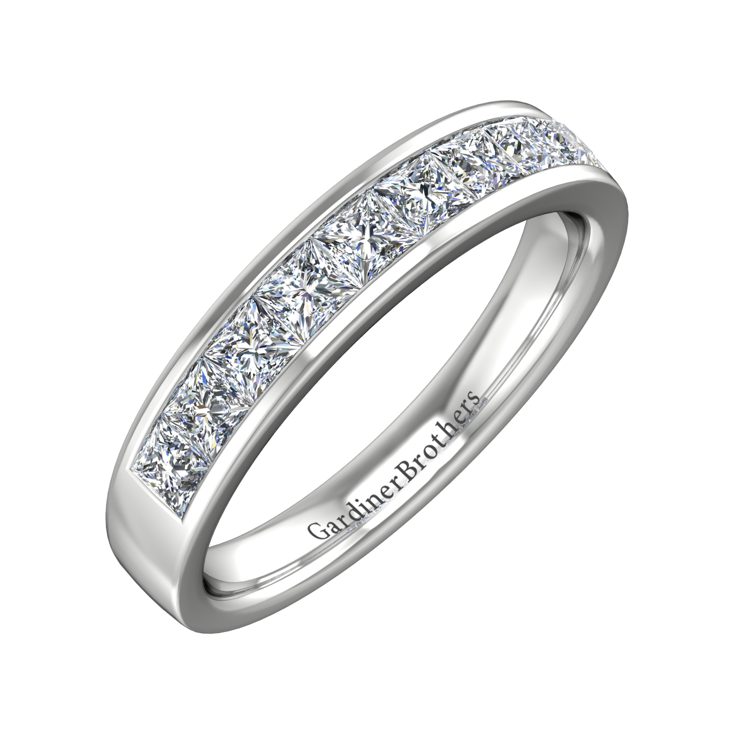 Princess Cut 9 Stone Diamond Wedding Band gardiner-brothers 0.12cts Platinum